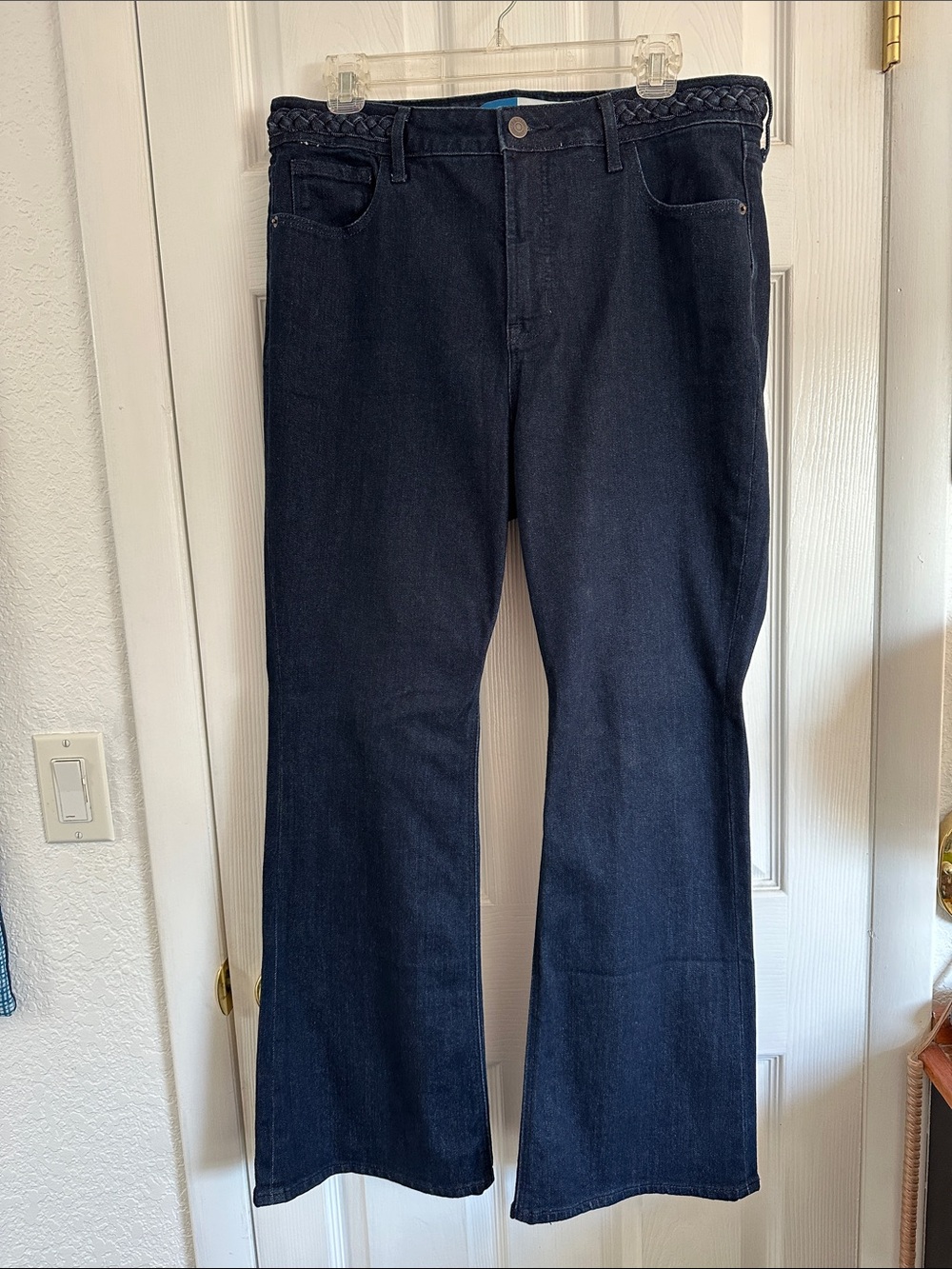 Old Navy Dark Blue Flare Wide Leg Jeans with Braided Waist Detail S 12P Like New